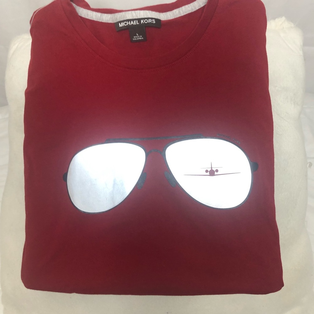 Michael Kors Red Aviator Tee L